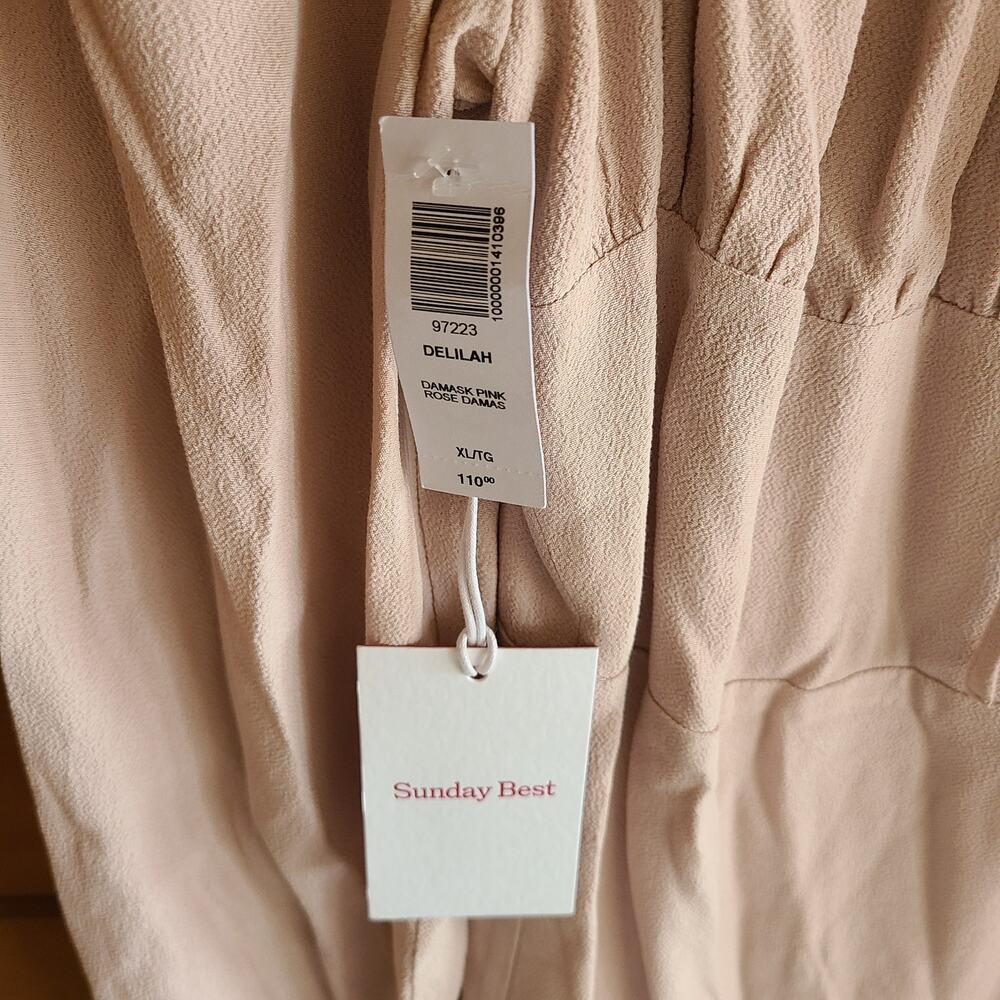 Aritzia Dress Milkmaid Mini Delilah Long Sleeve NWT XL Pink Valentine Preppy - Picture 3 of 8